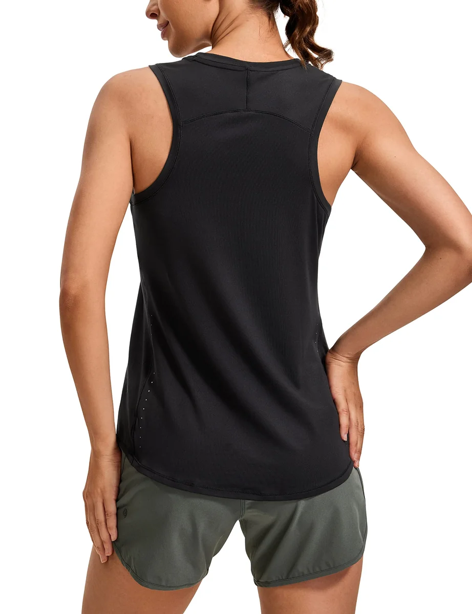CRZ YOGA Lekki podkoszulek dla kobiet Racerback bez rękawów Topy treningowe z wysokim dekoltem Sportowe koszulki do biegania Czarny M