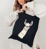 Torby i wózki na zakupy - Torba bawełniana na zakupy - z lamą - miniaturka - grafika 1