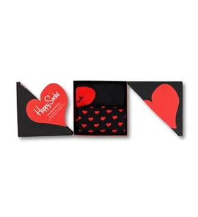 Skarpetki męskie - Happy Socks 2-Pack Valentine Gift Box, kolorowe i zabawne, skarpetki dla kobiet i mężczyzn, Czarny-Czerwony (41-46) - grafika 1