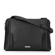 Torebki damskie - Damska torebka crossbody dwukomorowa czarno - srebrna - miniaturka - grafika 1