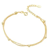 Bransoletki - Bransoletka Złota Podwójna CELEBRYTKA Srebro S925 - miniaturka - grafika 1