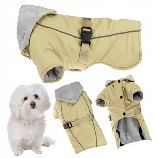 Ubranko dla psa na zimę z ODBLASKIEM ocieplane z kapturem kurtka M - Ubranka dla psów - miniaturka - grafika 1
