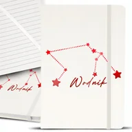 Notesy i bloczki - NOTES NOTATNIK RED NA PREZENT BIAŁY Z GUMKĄ A5 ZNAKI ZODIAKU WODNIK WZORY - miniaturka - grafika 1