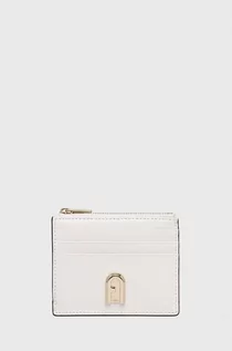 Portfele - Furla portfel skórzany damski kolor biały - grafika 1
