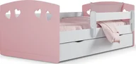 Łóżka dla dzieci i młodzieży - Elior Łóżko dziecięce z barierką Nolia 3X 80x180 - pudrowy róż - miniaturka - grafika 1