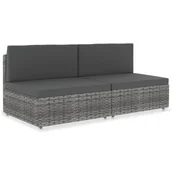 Sofy ogrodowe - Sofa modułowa 2-osobowa, rattan PE, szara - miniaturka - grafika 1