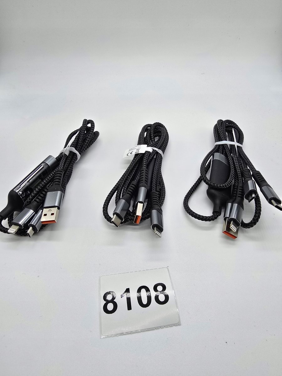 Zestaw 3 kabli do ładowania z 3 różnymi wejściami 120 cm (8108)