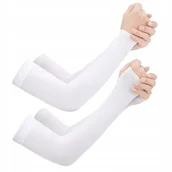 Pozostała odzież dla rowerzystów - Rękawki rowerowe Fitness Chłodzące Ochrona UV +50 Duży Komplet 8 Par Białe - miniaturka - grafika 1