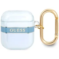Akcesoria do słuchawek - Etui Guess  do AirPods cover niebieski/blue Strap Collection - miniaturka - grafika 1