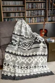 Koce - Koc bawełniany akrylowy 150x200 1389/1 szary grafitowy norweski geometryczny narzuta pled - miniaturka - grafika 1