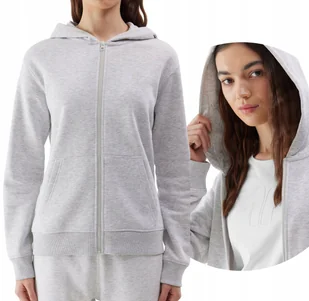 Bluza dresowa rozpinana z kapturem damska 4F 4FWSS24TSWSF0956-27M Szary - Bluzy damskie - miniaturka - grafika 1