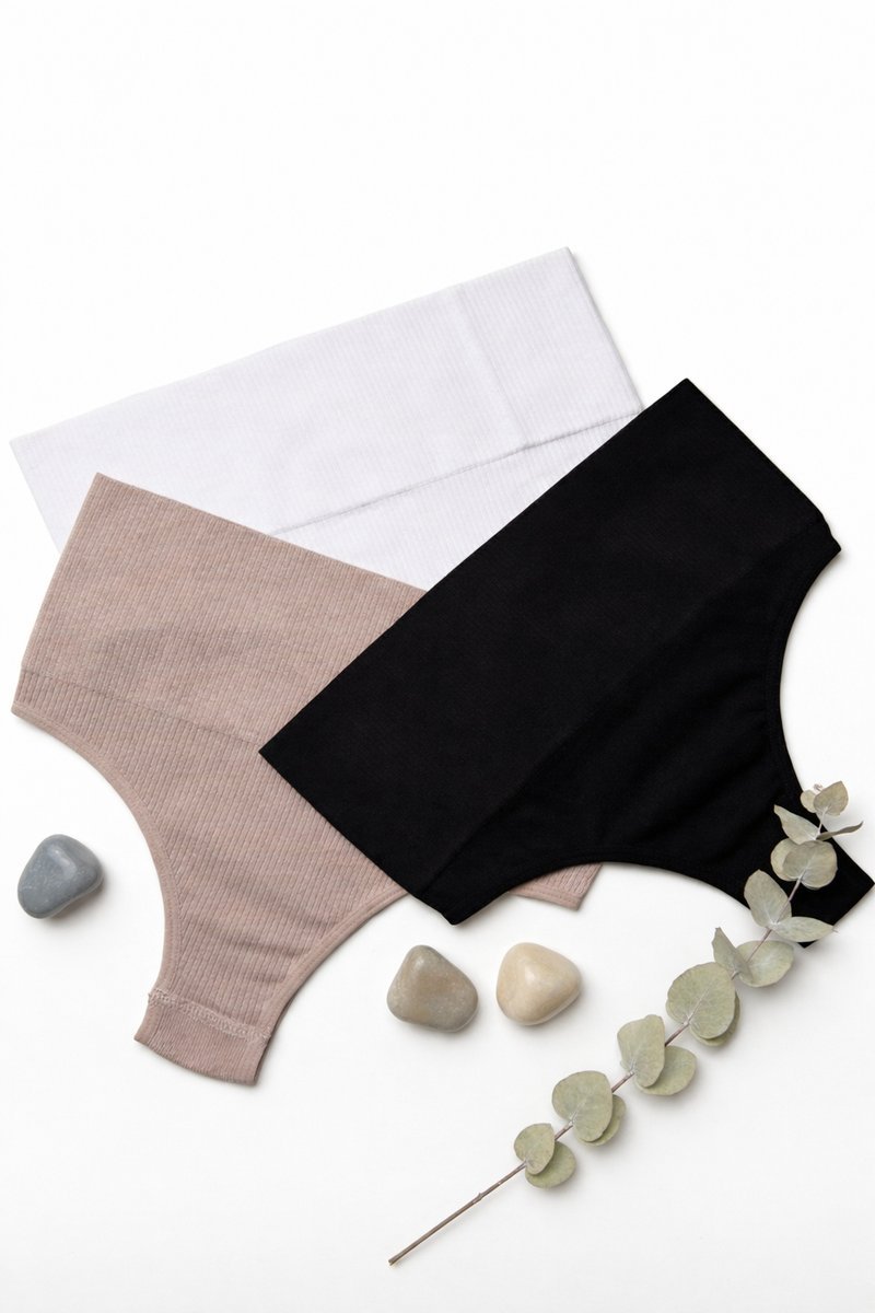 Majtki brazyliany damskie wysoki stan bezszwowe wyszczuplające 3-pak S