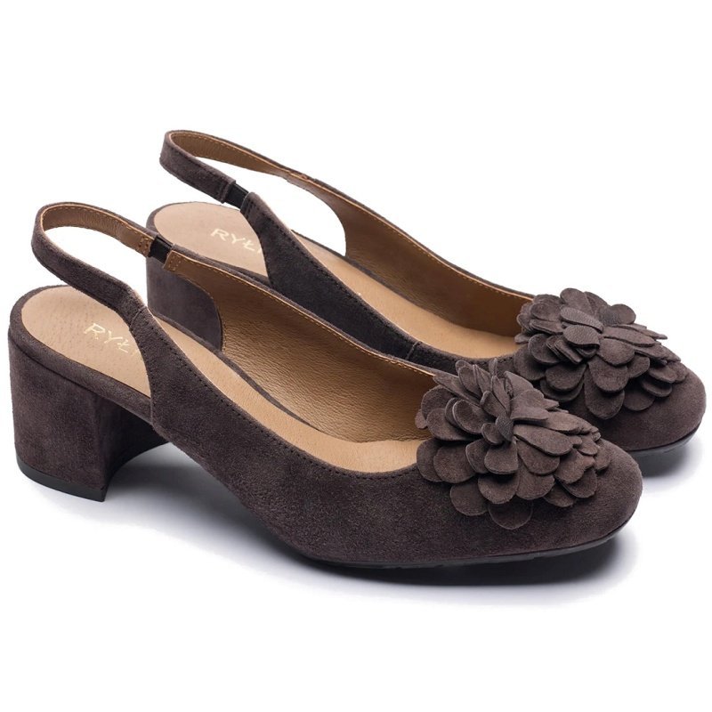 Czółenka damskie z odkrytą piętą Ryłko A5EY1__ _3FVF BROWN R.40