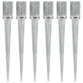 Akcesoria do ogrodzeń - Vida Kołki gruntowe 6 szt. srebrne 9x9x75 cm stal galwanizowana V-145414 - miniaturka - grafika 1