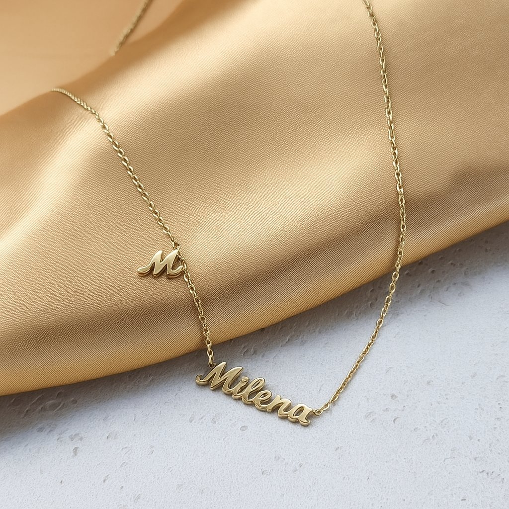 Naszyjnik Name IT [Imiona: Milena] Złota Celebrytka Stal PVD 316L Prezent dla Niej