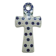 Ozdoby bożonarodzeniowe - Ceramiczny krzyż wiszący Ceramika Bolesławiec - miniaturka - grafika 1
