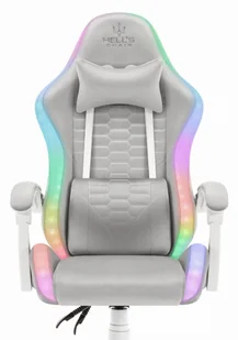 Fotel gamingowy Hell's Chair HC- 1000 Grey Szary Biały Tkanina LED RGB - Fotele gamingowe - miniaturka - grafika 1