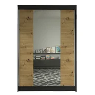 Szafy - Szafa z drzwiami przesuwnymi Lino II, Czarny / Dąb Artisan - miniaturka - grafika 1