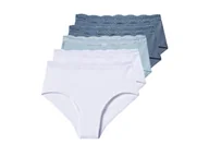 Majtki damskie - esmara® Majtki figi damskie z wysokim stanem, z biobawełną, 5 par (Niebieski/ biały, M(40/42)) - miniaturka - grafika 1