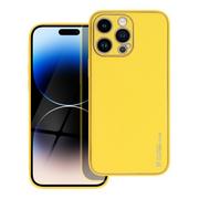 Etui i futerały do telefonów - OEM Futerał Leather Case Skórzany Do Iphone 14 Pro Max Żółty - miniaturka - grafika 1