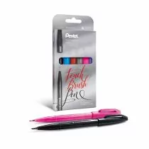 Pentel Pisaki artystyczne 6 kol Touch Brush Pen SES15C-ST6ACENPVPL - Flamastry - miniaturka - grafika 2