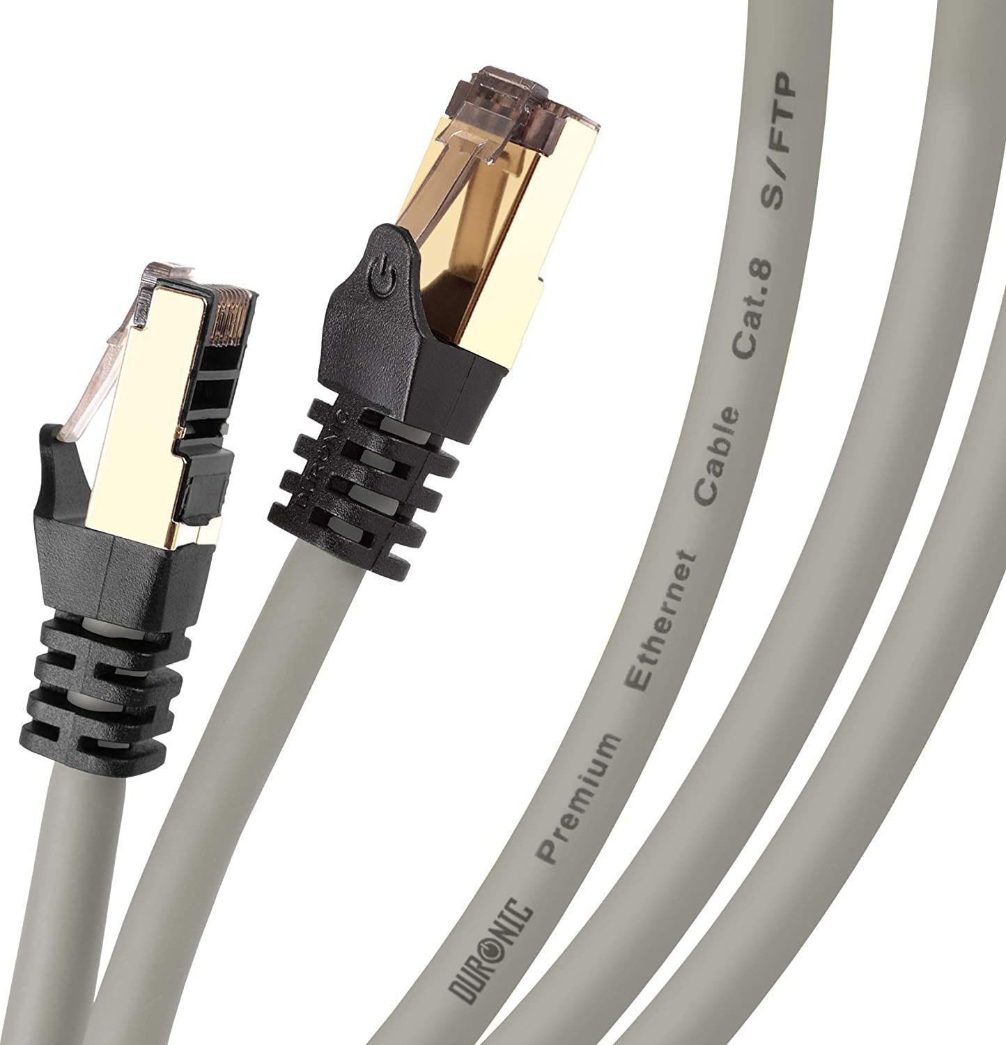 Duronic Duronic CAT8 GY 1m Kabel sieciowy ekranowany szary S/FTP LAN transmisja 40GB skrętka pachcord