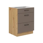 Szafki kuchenne - Szafka Dolna Stojąca 3 Szuflady 60D 3S Bolonia Stolarz Lempert Truffle Grey, Dąb Artisan - miniaturka - grafika 1