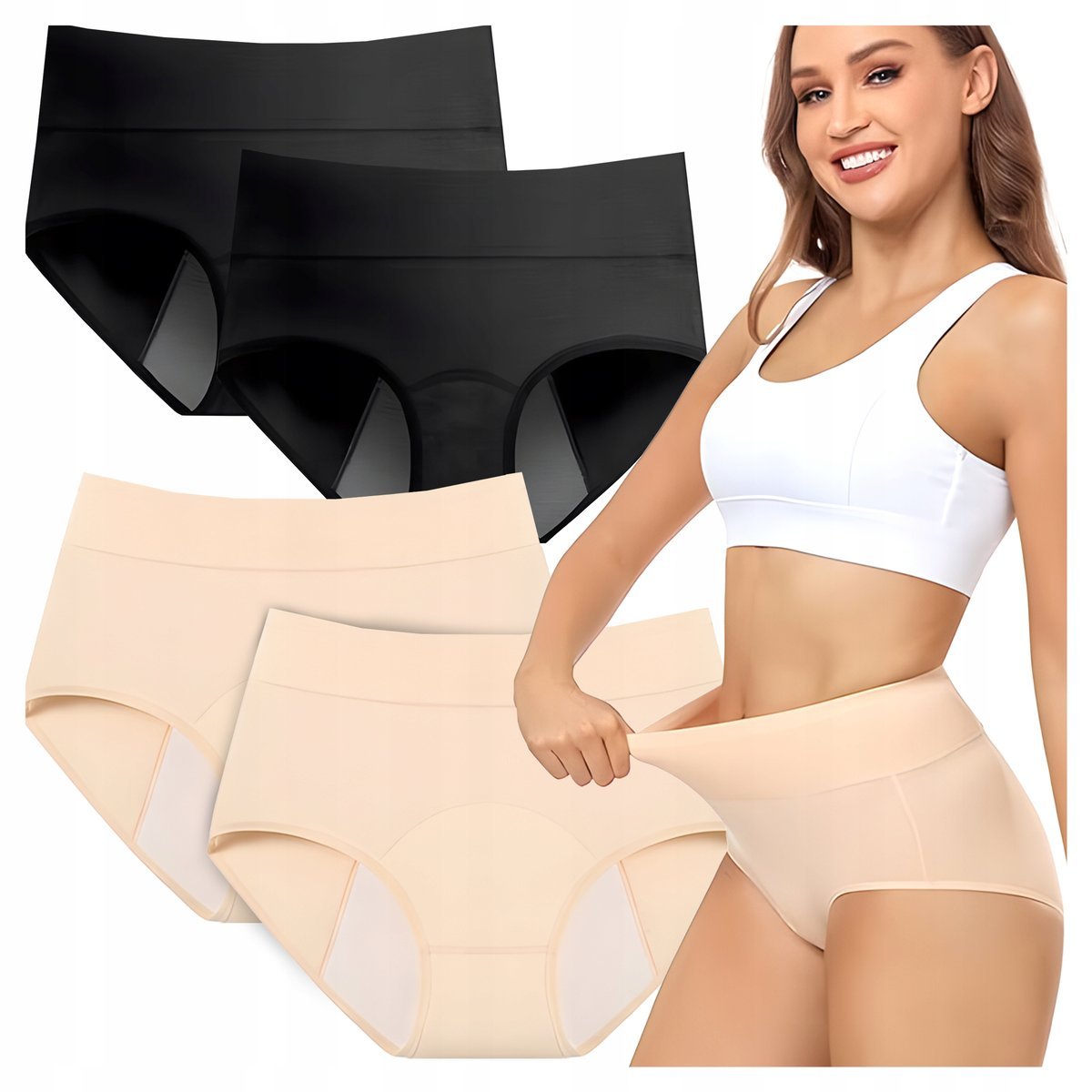 4x MAJTKI MENSTRUACYJNE Bawełna Damskie Wysokim Stanem Nieprzeciekające 4Xl