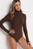 Body - Brązowe Body z Golfem i Długim Rękawem Ophidite - miniaturka - grafika 1