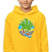 Bluzy dla dziewczynek - Bluza Dziecięca Z Kapturem Żółta Skate Weed Wiele Wzorów -116 Cm (5-6) - miniaturka - grafika 1