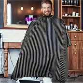 Peleryny fryzjerskie - TEMU Duży profesjonalny peleryn do fryzjerki - trwała peleryna z włókna poliestrowego, wzór w czarno-białe paski, idealna do salonów i zakładów - miniaturka - grafika 1