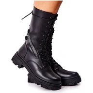 Botki damskie - Botki Trapery Glany Sergio Leone TR747 Czarne - miniaturka - grafika 1