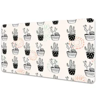 Podkładki na biurko - Podkładka na biurko Tropikalne kaktusy w doniczkach 90x45 cm - miniaturka - grafika 1