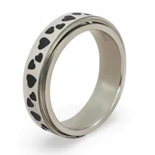 Pierścionki - Pierścionek Antystresowy FIDGET Obrączka SERCA Stal Chirurgiczna Srebrny - miniaturka - grafika 1