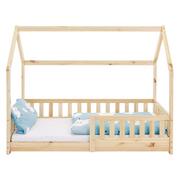 Łóżka - Łóżko dziecięce z listwami zabezpieczającymi przed upadkiem i daszkiem 80x160 cm naturalne drewno sosnowe ML-Design - miniaturka - grafika 1