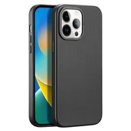 Etui i futerały do telefonów - Dux Ducis Grit skórzane etui do iPhone 14 Pro Max elegancki pokrowiec ze sztucznej skóry (kompatybilne z MagSafe) czarny - miniaturka - grafika 1