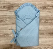 Rożki i beciki - LNIANY ROŻEK Z FALBANKĄ Niebieski - miniaturka - grafika 1