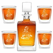 Karafki - Karafka do whisky cube z 4 szklankami i grawerem - miniaturka - grafika 1