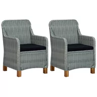 Fotele i krzesła ogrodowe - vidaXL Krzesła ogrodowe z poduszkami, 2 szt., polirattan, jasnoszare - miniaturka - grafika 1