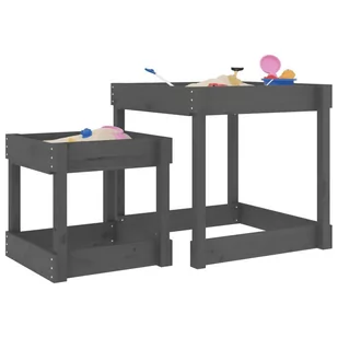 Stoliki piaskownice, 2 szt., szare, lite drewno sosnowe Lumarko! - Place zabaw - miniaturka - grafika 1