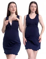Piżamy ciążowe - Koszula ciążowa do karmienia z napami – granatowa, XL, Mamiluna - miniaturka - grafika 1