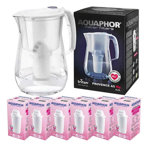 Dzbanek Filtrujący do wody Aquaphor Provence 4,2L Biały + 6 filtrów A5 Mg