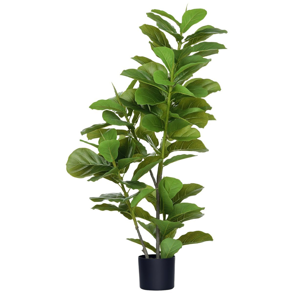 HOMCOM Sztuczna roślina Ficus, 110 cm wysokości z 90 liśćmi i doniczką, Dekoracyjne sztuczne drzewo do salonu i biura, Zielone