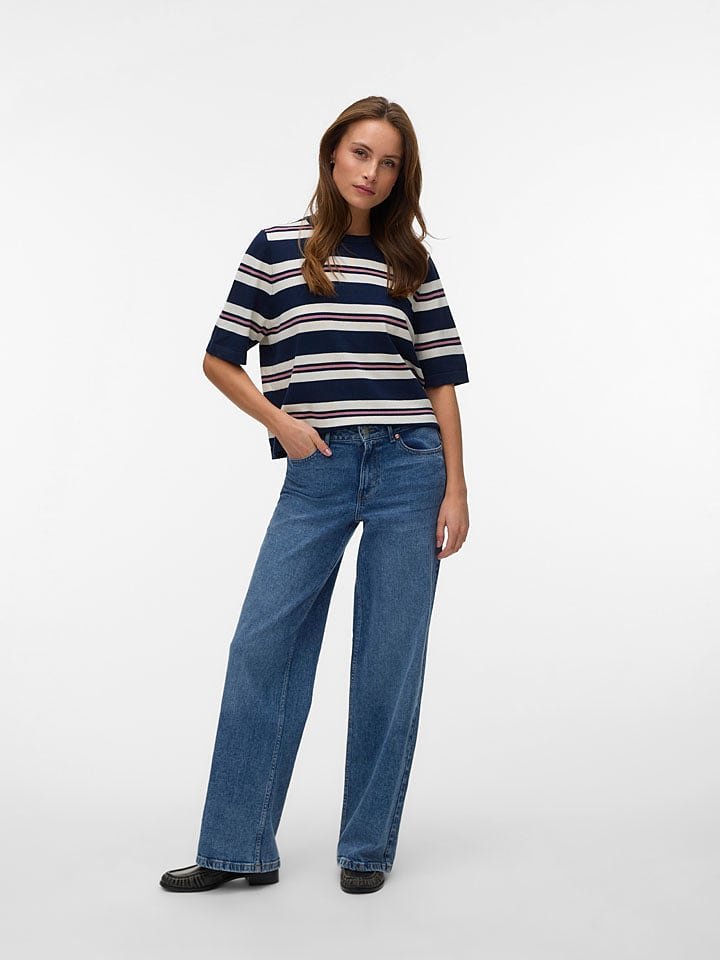 Vero Moda Sweter w kolorze granatowo-białym