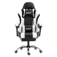 Fotele gamingowe - Fotel dla gracza gamingowy obrotowy krzesło z podnóżkiem biało-czarny Boss - miniaturka - grafika 1