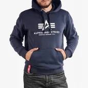 Bluzy męskie - Bluza z kapturem Alpha Industries Basic 178312 02 Granatowa M - miniaturka - grafika 1