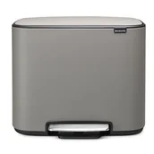 Kosze na śmieci - Brabantia Bo Pedal Bin Dwukomorowy Szary Kosz Do Segregacji Śmieci Ze Stali Nierdzewnej - miniaturka - grafika 1