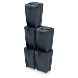 Prosperplast Zestaw koszy do segregacji Sortibox 5x20L antracyt ISWB20S5 - Kosze na śmieci - miniaturka - grafika 1