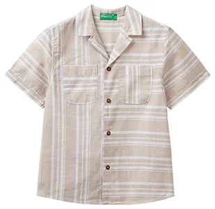United Colors of Benetton Chłopięca bluzka Camicia 5JKCCQ01J, prawy beżowy e Bianco 920, S, Beżowy E Bianco 920, S - Bluzki damskie - miniaturka - grafika 1