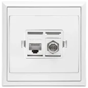 Gniazdka elektryczne - Gniazdo TV Luna typu "F"+ RJ45 komputerowe białe - miniaturka - grafika 1